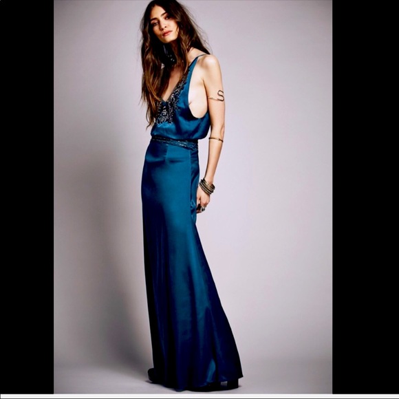 Free People Dresses & Skirts - NWT Free People & Candela Satin Jeweled Maxi Gown Size 6